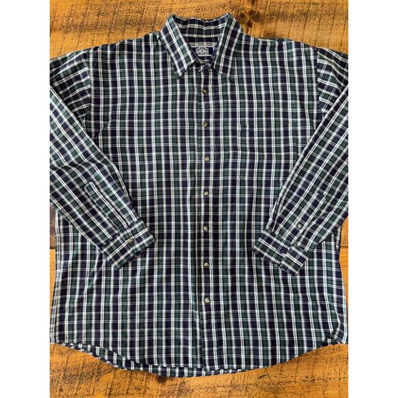 Mens Sutter‎ & Grant Green Navy Plaid Long Sleeve Button Down Shirt Pocket XLT - Picture 1 of 7